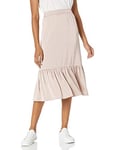 The Drop Women's Jerry Wide Hem Elastic Back Silky Stretch Pull-On Midi Skirt, Silver Cloud, XS