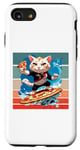 Coque pour iPhone SE (2020) / 7 / 8 Chat Surf Pizza Vagues Aventure Fun Energy Tranche Géante