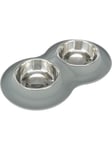 Trixie Bowl set silicone/stainless steel 2 × 0.4 l/ø 16 cm/40 × 5 × 23 cm grey