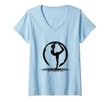 Womens Bikram Yoga Namaste Pose Yogi Meditation V-Neck T-Shirt