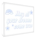 Feel Good Art A7 Diamond Polished Acrylic Token Newborn/Christening Gift May All Your Dreams Come True-Soft Blue (10.5 x 7.4 x 2cm)