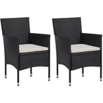 NEW&5665Parfait - Lot de 2 Fauteuils de Jardin Scandianve Chaises de jardin Chaises d'extérieur - Résine tressée Noir