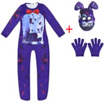 Barn unisex Fem nätter på Freddy's Fnaf Cosplay Kostym Jumpsuit+mask Outfit Nyårsfest Fancy Dress Up Kostymer style 1 140