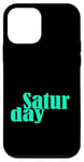 Coque pour iPhone 12 mini Bleu sarcelle Aqua Saturday Days Of The Week Teal Aqua Graphic