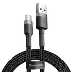 BASEUS Cafule Cable USB-A to USB-C, Q.C 3.0, 2A, 3m - Grey/Black