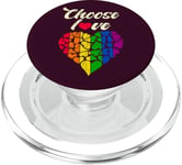 Heart, rainbow colors, Choose Love, LGBT pride PopSockets PopGrip for MagSafe