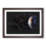 Big Box Art View of The Earth Paint Splash Framed Wall Art Picture Print Ready to Hang, Walnut A2 (62 x 45 cm)