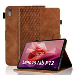 Vkooer Coque pour Lenovo Tab P12 2023（12.7 Pouce） Housse Cuir PU Etui de Protection Flip Cover Case avec Support Pochette Lenovo Tab P12 Tablette Coque, Marron