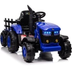 Lunsy - 12V Tracteur Électrique Enfants avec Remorque Amovible Double Moteur 35W, Voiture Électrique à 6 Pneus pour Tout-Petits avec Télécommande,