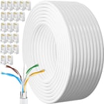 Cable Ethernet 100m, Cable Rj45 Blindé Cat 6 Gigabit Câble Réseau Extérieur Anti-Brouillage Résistant aux Intempéries Cable Internet Blanc FTP 23AWG 100 Mètres Cable Lan pour Modem Routeur.[G541]