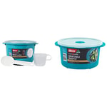 Décor Microsafe Microwave Rice Cooker & Vegetable Steamer 2.75L | Microwave Container | Dishwasher safe & Microsafe Round Container 1.5L | Microwave Bowl | Dishwasher safe, Teal