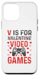 Coque pour iPhone 12 mini V est pour les jeux vidéo, la Saint-Valentin, Funny Gamer, pour hommes et garçons