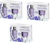 3x YARDLEY ENGLISH LAVENDER GIFT SET 2PC Eau De Toilette & Candle For LADIES UK