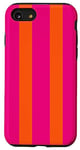 Coque pour iPhone SE (2020) / 7 / 8 Rayures rose vif et orange, esthétique Preppy, rose vif