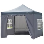 Gr8 Garden Commercial Grade Grey Pop Up Gazebo With Side Wall Panels Outdoor Heavy Duty Waterproof Beach Party Festival Camping Tent Canopy Wedding Marquee Market Stall Awning Shade 3m x 3m x 3.27m