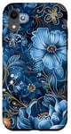 Coque pour iPhone XR Coque de téléphone motif broderie rétro motif baseball bleu Art déco