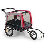 Klarfit Remorque Velo pour Chien avec Poussette Chien 2 en 1, Chariot Transport Chiens, Remorque Velo Cargo, Laisse de Sécurité, Remorque Vélo Chiens Petite/Moyenne Taille, Toile 600D, Réflecteurs