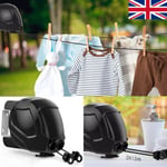 26M DOUBLE RETRACTABLE WASHING LINE WALL MOUNTED OUTDOOR CLOTHES REEL BLACK