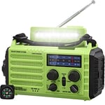 Radio d'urgence, Radio à Manivelle, Radio Solaire, Radio Météo pour la Randonnée et l'extérieur, avec AM/FM/SW, Alarme SOS, Port de Charge USB, Lampe de Poche LED, Lampe de Lecture, Boussole