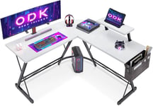 ODK Gaming Desk 127x127x75cm White Computer Desk with Monitor Stand for Home an