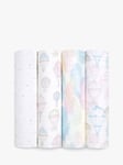 Aden + Anais Clouds GOTS Organic Cotton Large Muslin Swaddle Blanket, Pack of 4, Multi