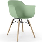 Chaise de Salle à Manger Design Scandinave - Pieds en Bois - Nordika Vert pastel