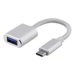 USB-C OTG adapter - USB-C han / USB-A 3.0 hun - Sølv