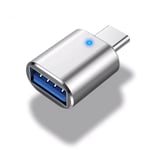 Adaptateur USB type-c vers USB 3.0 OTG,câble OTG pour Macbook pro Air,Samsung S10 S9,lumière led - Type silver