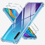 Pnakqil Coque pour Huawei P30 Lite/Nova 4e avec 2 Pièces Protection Écran Verre Trempé, Transparente Silicone Étui TPU Housse Antichoc pour Huawei P30 Lite (6.15 Pouces)