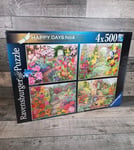 Ravensburger Happy Days No 4 Glorious Gardens 4 x 500 pc Jigsaws Seasons New