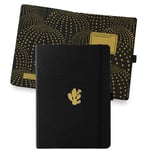 Dingbats* - Pro B5 Grand Carnet De Notes Ligné - Journal Avec Couverture En Tissu Noir, Reliure à Fil - Fermeture Élastique, Porte-stylo, Marque-page