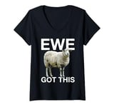 Womens Ewe Got This Motivational Sheep Animal Graphic V-Neck T-Shirt