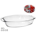 Glasplattbottnad panna och fontän, 1,9L-4,2L, lämplig för ugnar, kylskåp, mikrovågsugnar, diskmaskiner, mycket robust tjockt glas. WKL Company Tray with ASA 4.2L No,