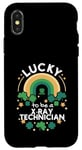 Coque pour iPhone X/XS Jour de la Saint-Patrick Lucky X-Ray Technicien Job Shamrocks irlandais