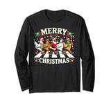 Merry Christmas Santa Chickens Lover Funny Farm Animals Xmas Long Sleeve T-Shirt