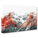 Alpenglow Upon The Mountains Painting Modern Art Canvas Wall Art Print Ready to Hang, Framed Picture for Living Room Bedroom Home Office Décor, 20x14 Inch (50x35 cm)