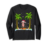 Monkey Santa Hat Palm Tree Beach Xmas Pajama Long Sleeve T-Shirt