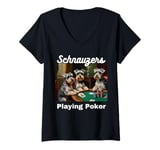 Womens Dogs Playing Poker Miniature Schnauzers Schnauzer Dog V-Neck T-Shirt