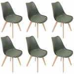 Altobuy - medaline - Lot de 6 Chaises Scandinaves Kaki