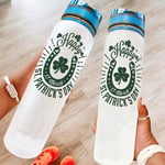 Fybirds 32oz Water Bottle Happy St Patrick's Day BPA-Free Eco-Friendly Tritan Co-Polyester Plastic Water Bottle with Locking Flip-Flop Lid Leakproof for Outdoor Hiking Camping Travel white 1000ml