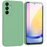 ARRYNN Coque pour Samsung Galaxy A25 5G (6,5") + Film Protection écran en Verre trempé,Housse Ultra Premium TPU Silicone Liquide Flexible pour Samsung Galaxy A25 5G - Vert