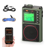 Raddy RF75A Radio à Ondes Courtes de contrôle par Application Récepteur Portable AM/FM/VHF/SW avec Radio de Poche Rechargeable BT avec antenne Filaire de 3 mètres