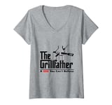 Womens Funny The Grillfather BBQ Barbecue Grill & Smoker Chef Mens V-Neck T-Shirt