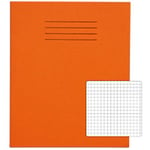 Rhino Exercise Book 200 x 165mm Squared 5 mm Stapled Side Bound Manila Soft Cover Orange Not perforated 48 Pages Pack of 100