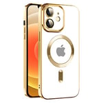 S. Tedazo Coque Magnétique Compatible avec Le Chargement sans Fil pour iPhone 11,Coque Militaire Anti-Jaune,Résistante aux Chutes et aux Empreintes Digitales,Transparente Etui pour iPhone 11-Or