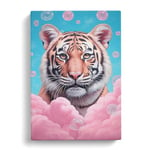 Tiger Bubble Gum Painting Canvas Print for Living Room Bedroom Home Office Décor, Wall Art Picture Ready to Hang, 30x20 Inch (76x50 cm)