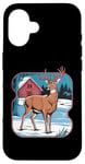 Coque pour iPhone 16 Design rétro Pop-Art avec motif de cerf et vintage