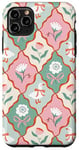 Coque pour iPhone 11 Pro Max Nœud floral vert sauge et rose avec nœud floral et oie