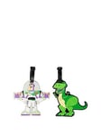 Disney Toy Story Buzz &Amp; Rex Green, White &Amp; Purple 2 Piece Luggage Tags Vt700654Lnx