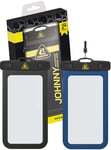 Cressi Johnny Phone Case Bundle Black + Blue - 2 Étuis Rigides et Étanches pour Téléphones Mobiles, 1 Noir + 1 Bleu, 7'', Adulte Unisexe